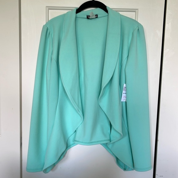 NWT Heimish Asymmetrical Mint Ruffled Open Blazer Small - Picture 1 of 4